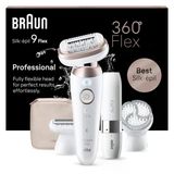 Braun Silk-Épil 9 Flex, Uzun Süreli Epilasyon Için Kadın Epilatörü / Tüy Çıkarıcı, Kadın Tıraş Makinesi, Mini Tıraş Makinesi, Peeling Aparatları, 9-306 3d, Beyaz/pembe Titanyum