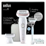 Braun Silk-Épil 9 Kadın Epilatörü, Döner Başlıklı Kadın Tıraş Makinesi, Kolay Epilasyon, Islak ve Kuru, Su Geçirmez - Gillette Venus Tıraş Makinesi ve Düzeltici Aparatını Içerir - 9-130, Beyaz/pembe