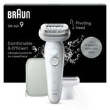 Braun Silk-Épil 9, Uzun Süreli Epilasyon İçin Kadın Epilatörü / Tüy Çıkarıcı, Kadın Tıraş Makinesi, Tıraş Aparatı, Düzeltme Aparatı, 9-041, Beyaz/Gümüş