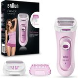 Braun Silk-Épil Lady Tıraş Makinesi, Kadın Elektrikli Tıraş Makinesi, 3'ü 1 Arada Elektrikli Tıraş Makinesi, Düzeltici ve Soyma Sistemi, Kablolu, Islak ve Kuru, 5360, Pembe