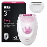 Braun Silk·épil 3, Kablolu Epilatör, Kolay Epilasyon, Uzun Ömürlü Pürüzsüz Cilt, Tıraş Başlığı Ve Düzeltme Tarağı Dahil, 3-031, Pembe