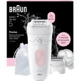 Braun Silk·épil 5 Kadınlar Için Epilatör, Kolay Epilasyon, Uzun Ömürlü Pürüzsüz Cilt, Islak ve Kuru, Su Geçirmez - Dahil. Tıraş Aparatı, Düzeltme Aparatı ve Peeling Fırçası - 5-060, Pembe