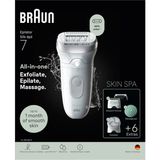Braun Silk·épil 7 Skinspa Hepsi Bir Arada Set - Tüyleri Kolay Almak Için Geniş Başlıklı Epilatör - Islak ve Kuru - Uzun Ömürlü Pürüzsüz Cilt Masaj Pedi, Tıraş Başlığı ve Düzeltme Tarağı Dahil - 7-081