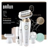 Braun Silk·épil 9 Flex Skinspa Kadınlar Için Epilatör, Hepsi Bir Arada Set, Kolay Epilasyon Için 360° Başlık, Su Geçirmez - Dahil. Facespa Epilasyon Cihazı ve Mini Yüz Tıraş Makinesi - 9-681 3d, Altın