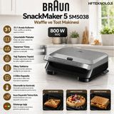Braun Snack Maker 5 Sandviç, Waffle ve Tost Makinesi Silver - ınoks