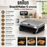 Braun Snack Maker 5 Sandviç, Waffle Ve Tost Makinesi Silver