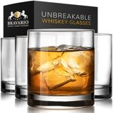 Bravario Kırılmaz Tritan Plastik Viski Bardakları | Kırılmaz Çift Taşlar | Bulaşık Makinesinde Yıkanabilir | BPA içermez | Kokteyl Bourbon için Mükemmel | 354 ml | 4'lü Set
