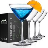 Bravario Plastik Martini Bardakları, Kırılmaz Üstün Kaliteli İçecek Takımı, Tritan Yeniden Kullanılabilir Coupe Cam Eşyaları, BPA İçermeyen Bulaşık Makinesinde Yıkanabilir Bardaklar, 8 oz 4'lü Set