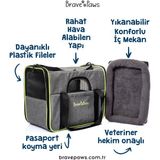 BRAVE PAWS Kedi Köpek Taşıma Çantası Kare Model Dayanıklı Plastik Fileli - Gri