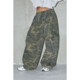 Bravebell Yeşil Kamuflaj Kargo Cepli Baggy Unisex Pantolon