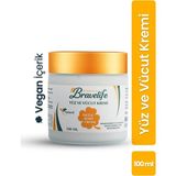 Bravelife Yoğun Nemlendirici Yenileyici Kolajen Kantoran Yağı Panthenol Hyaluronic Acid Vegan Yüz Ve Vücut Bakım Kremi 100 ML