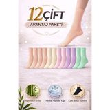 Bravie Kadın Bambu Soket Çorap 7028 12'li Karma Paket Kavun Içi, Su Yeşili, Lila, Açık Pembe, Krem - 36 - 40 - Çok Renkli