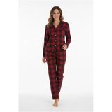 Bravie Luxury Soft Kırmızı Ekose Desenli Uzun Kollu Kadın Pijama Takımı – 3063