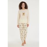 Bravie Luxury Thermal Coffee Desenli Kadın Polar Kışlık Pijama Takımı – 42009