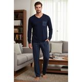Bravie Luxury Thermal Erkek Kışlık Pijama Takımı 9746 Lacivert