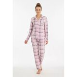 Bravie Luxury Viscose Pembe Ekose Desenli Kadın Uzun Kollu Pijama Takımı – 42550
