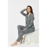 Bravie Süet Gömlek Pijama Takımı 7102 Leopar Mavi