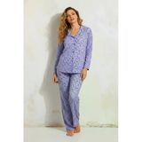 Bravie Süet Gömlek Pijama Takımı 7106 Çiçekli Lila