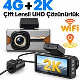 BRAVİON 2k Smart Dashcam 4g Araç Kamerası – Ön 2k Arka 720P, Gps Takip, Wifi, Uzaktan Canlı Izleme, Park Modu - Çok Renkli