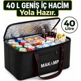 BRAVİON 40 Litre Mega Boy Termal Çanta Termoslu Piknik Kamp Plaj Isı Yalıtımlı Soğuk ve Sıcak Koruyucu Çanta MAKAMP099 - Çok Renkli