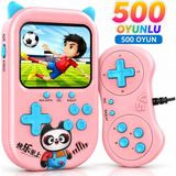 BRAVİON 500 Oyunlu Retro El Oyun Konsolu 3.5 Inç Ekran, 2 Kişilik Oyun, Tv Bağlantılı ve Şarjlı Pembe