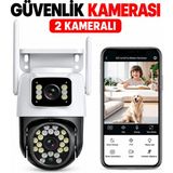 BRAVİON Çift Lensli Wifi Güvenlik Kamerası IP66 – 355° Ptz Gece Görüşlü, Telefon ile Uzaktan Izleme Sesli Görüşme, IP66 Su Geçirmez - Siyah