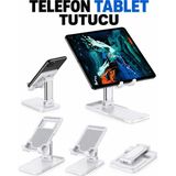 BRAVİON Telefon Tablet Tutucu Ayarlanabilir Masaüstü Standı – Katlanabilir, Yükseklik ve Açı Ayarlı - Siyah - Beyaz