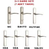 Bravo Nikel Kapı Kolu Aynalı 3+1 Daire Seti 5 Adet Oda 2ADET Wc Ön Arka Takım - 24,5