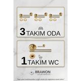 Brawon Vega Gold Saten Titanyum Kaplama Paslanmaz Kapı Kolu Seti - 3 Takım Oda + 1 Takım Wc