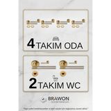 Brawon Vega Gold Saten Titanyum Kaplama Paslanmaz Kapı Kolu Seti - 4 Takım Oda + 2 Takım Wc