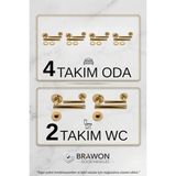 Brawon Vega Gold Titanyum Kaplama Paslanmaz Kapı Kolu Seti - 4 Takım Oda + 2 Takım Wc