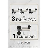 Brawon Vega Siyah Saten Titanyum Kaplama Paslanmaz Kapı Kolu Seti - 3 Takım Oda + 1 Takım Wc