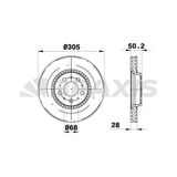 Braxis AD0289 Volvo S60 I 00-S80 98 06 V70 97 00 Xc70 00-07 305X25x5dl Havalı 16 Jant 31262707 Ön Fren Diski