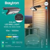 Braytron Solaris 10W Sensörlü Solar LED Duvar Apliği (3 Renk Seçenekli) - 3000K-4000K-6500K - Sarı - Gün Işığı - Beyaz