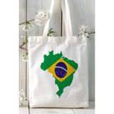 Brazil Brezilya Bayrak Baskılı Bez Çanta Omuz Çantası Model