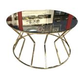 Brc 13853 Cadde Orta Sehpa Model Metal Gold Renk Kaplam Düz Siyah Renk Temper Cam