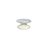 Brc 18518 Orta Sehpa Rivoli Model Beyaz Mermer Cam Metal Gold Renk Kaplam El Yapı