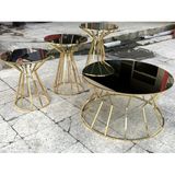 Brc Cadde 13852 Model Metal Gold Renk Kaplama Siyah Temper Cam Zigon Orta Sehpa