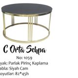 Brc Orta Sehpa 14058 C Model Düz Siyah Temper Cam Metal Gold Renk Kaplama Ayak El Yapım