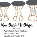 Brc Zigon 13393 Kumsaat Model Düz Siyah Tabla Metal Çelik Rose Kaplama El Yapım