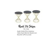 Brc Zigon 13413 Rivoli Model Sehpa Düz Siyah Metal Parlak Gold Ayak El Yapım