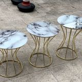 Brc Zigon 13889 Kum Saati Beyaz Mermer Cam Tabla Metal Gold Renk Kaplama El Yapım