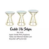 Brc Zigon Cadde Sehpa Metal Çelik Gold Renk Kaplam Beyaz Mermer Temper Cam Elyapı