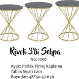 Brc Zigon Sehpa 13412 Rivoli Model Siyah Cam Tabla Gold Parlak Ayak El Yapım