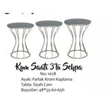 Brc Zigon Sehpa 14064 Kum Saat Model Siyah Temper Cam Metal Krom Renk El Yapım