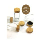 BRE HOME 1 Adet Dayanıklı Cam Baharat Şişeleri 120 ml bambu Kapaklı - Tuz, Biber Barbekü Baharatları kare cam