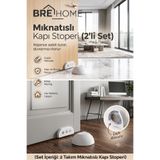 BRE HOME 2 adet Set Mıknatıslı Kapı Stoperi - Yapışkanlı Kapı Tutucu ve Duvar Koruyucu Takım
