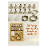 BRE HOME 20 Parça Paslanmaz Çelik Krema Ucu Ve Kurabiye Kalıbı Seti | Pasta Ve Cupcake Süsleme Seti