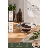 BRE HOME 23 cm Döner Pasta Standı Paslanmaz Çelik Servis Tepsisi 360° Döner Sunum Standı Tatlı Meyve Kahvaltılık Kurabiyelik