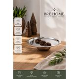 BRE HOME 23 cm Paslanmaz Çelik Sunum Tepsisi Ayaklı Servis Standı 6 cm Yükseklik Pasta Meyve Kahvaltılık İkram Tepsisi